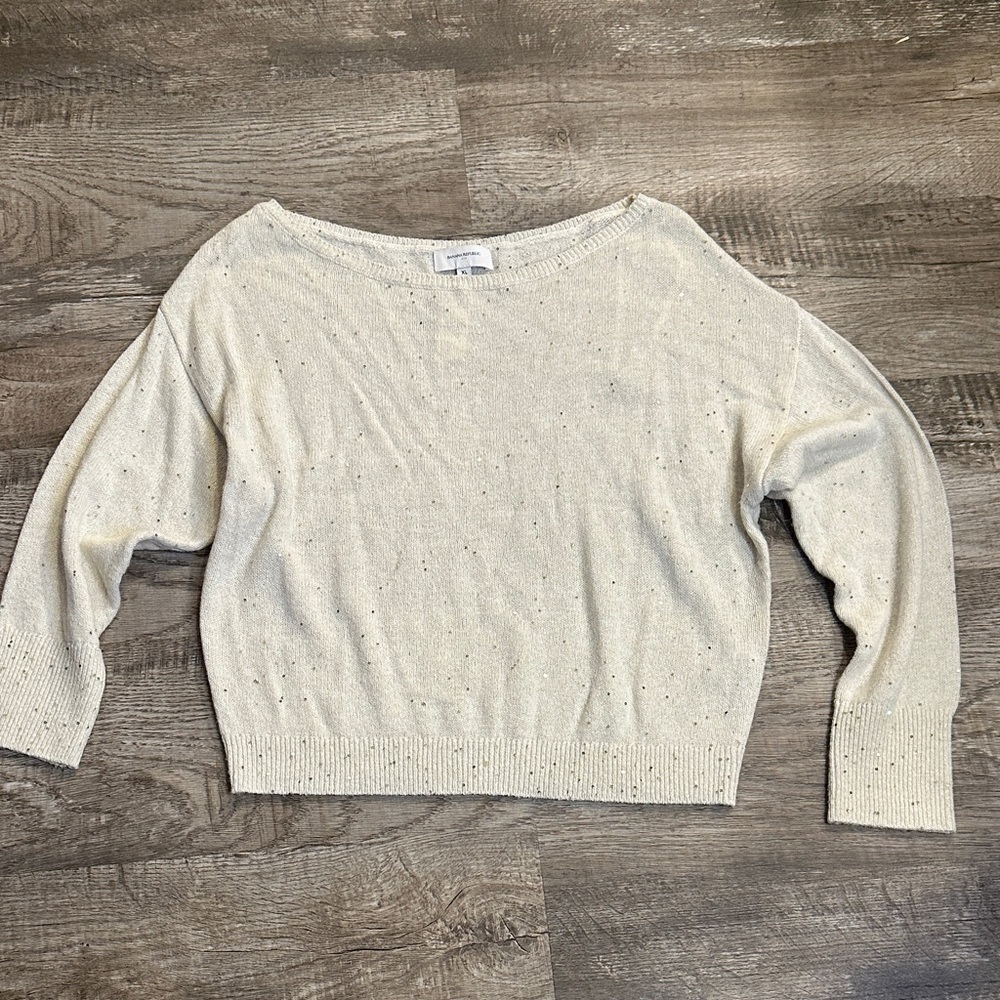 Banana Republic Women's XL NWT‎ Sequined Cream Sweater